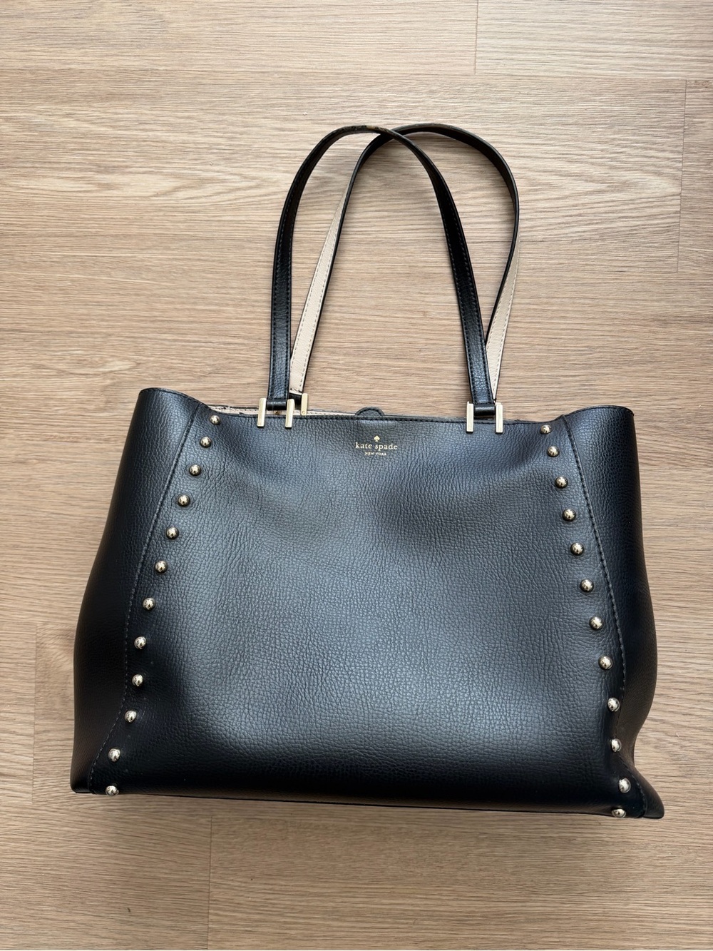 Kate Spade Black Pebbled Leather Studded Tote